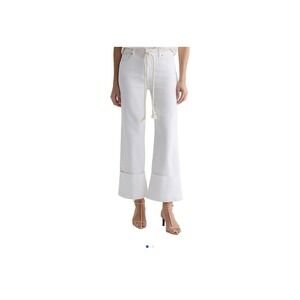 AG Adriano Goldschmied Saige Wide Leg Crop White Jeans Japanese Fabric NWT Sz 26